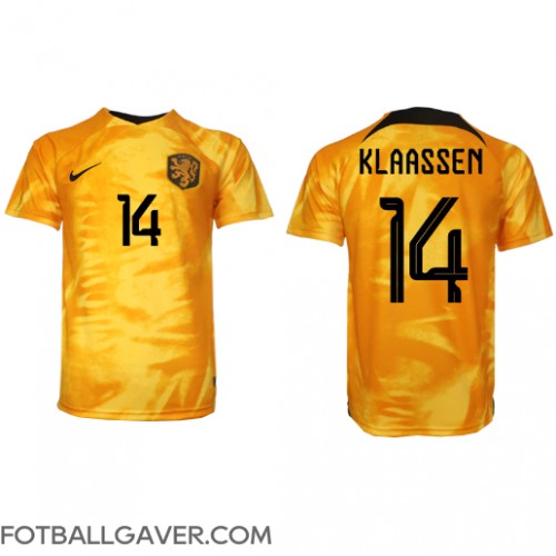 Nederland Davy Klaassen #14 Fotballklær Hjemmedrakt VM 2022 Kortermet